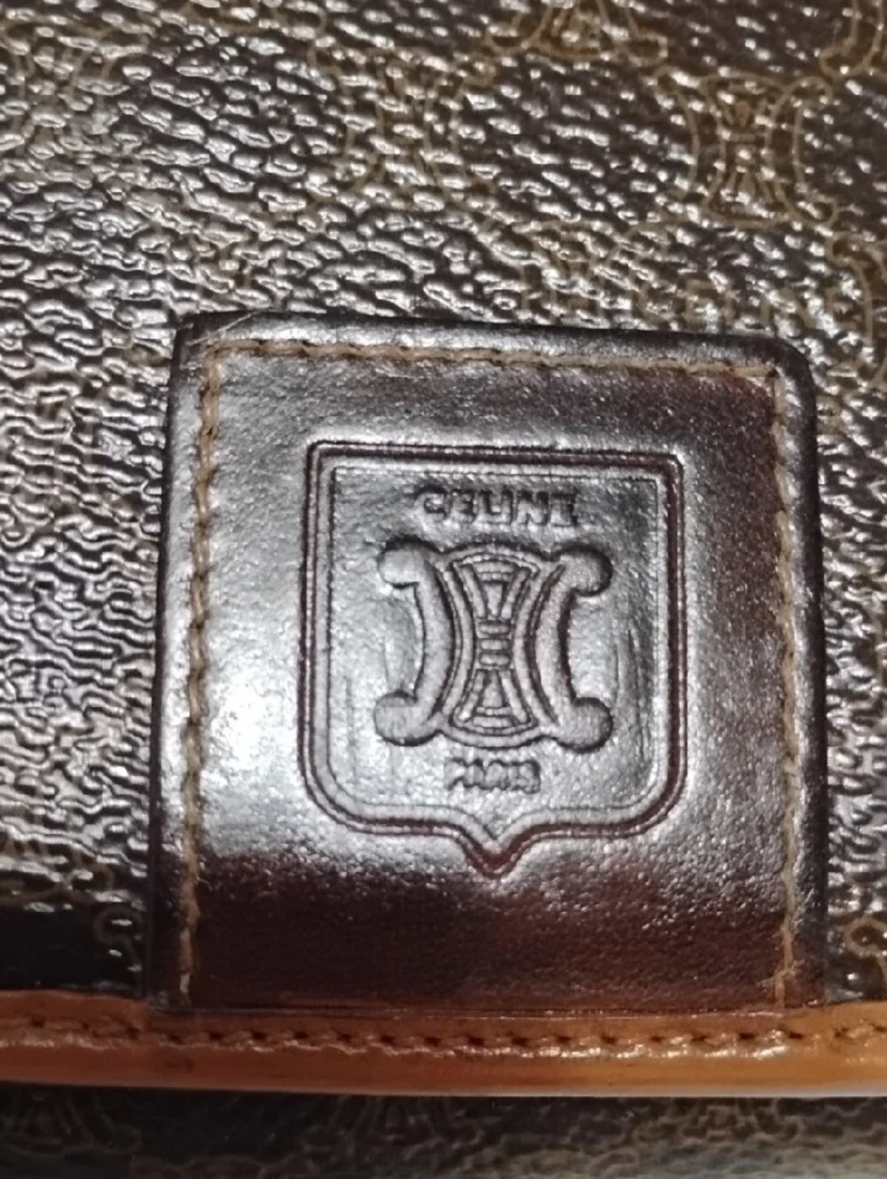 CELINE Macadam Continental Luxury Wallet! Lovely Brown & Tan Vintage Leather!